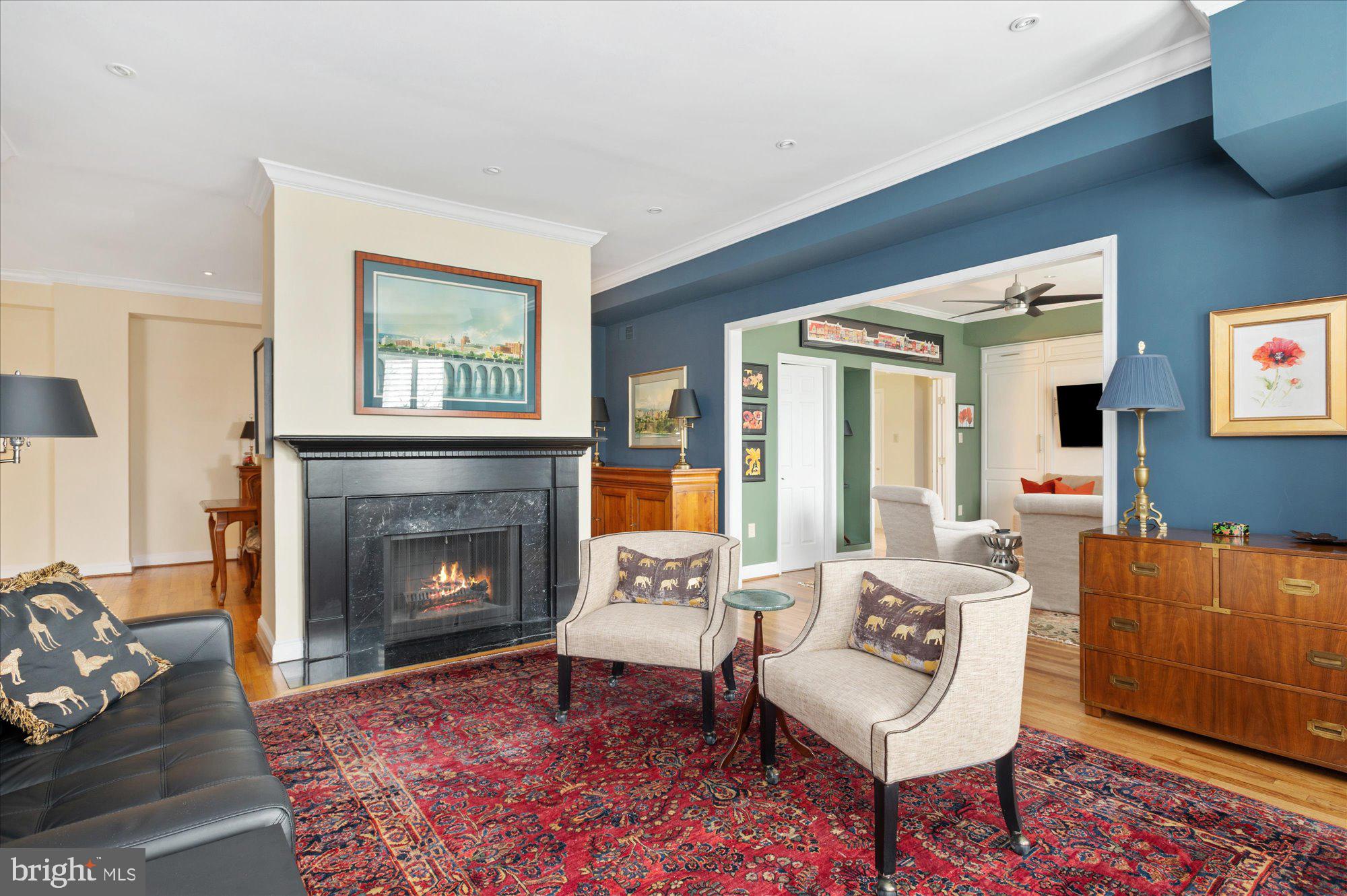 2230 California Street Northwest, Unit 4DW Washington, DC 20008 - Photo 19 of 43 a living room with furniture and a fireplace