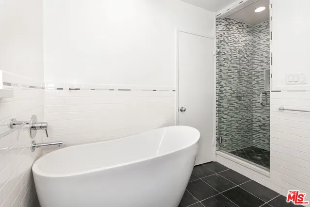 a bathroom with a bathtub