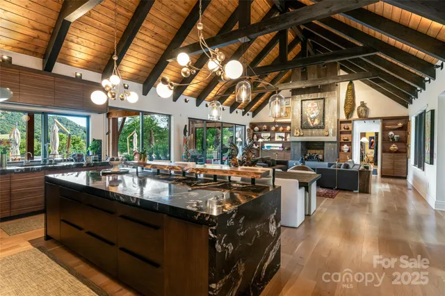 front view of a house with potted plants
