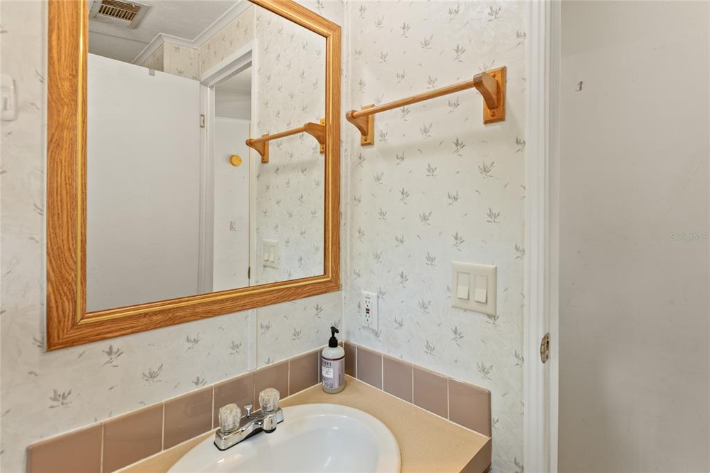 110 Hill Top Loop Hawthorne, FL 32640 - Photo 35 of 52 a bathroom with a sink and a mirror