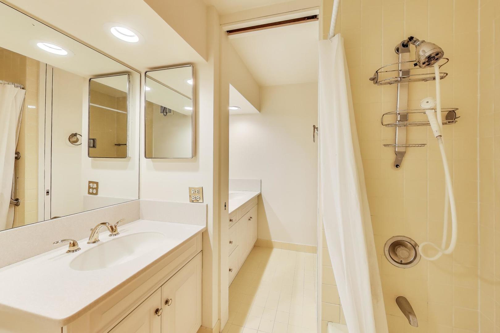 1630 Sheridan Road, Unit 2J Wilmette, IL 60091 - Photo 27 of 50 a bathroom with a tub sink and mirror