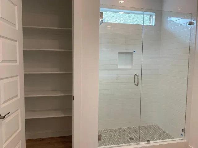 a bathroom with a shower