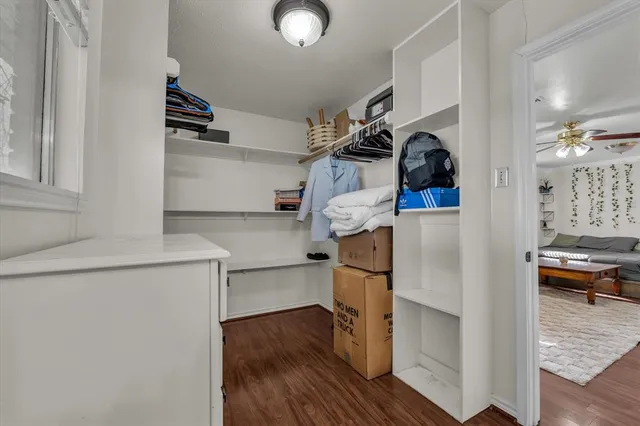 a storage room with washer and dryer
