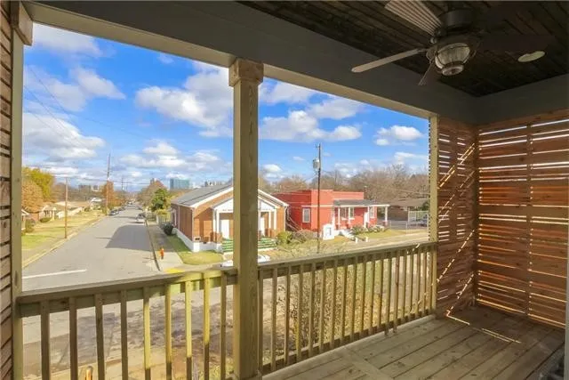 a view of city from a balcony