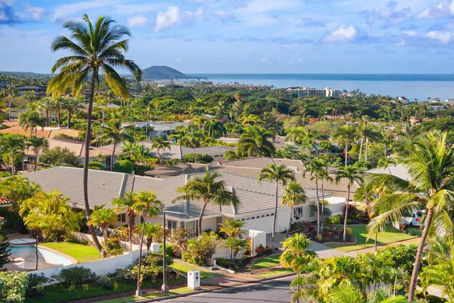 a view of a patio with table and chairs potted plants