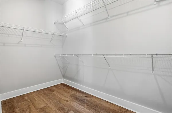 a view of a room with racks on the wall