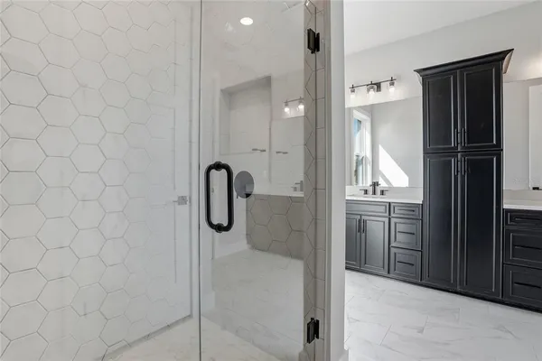 a bathroom with a shower