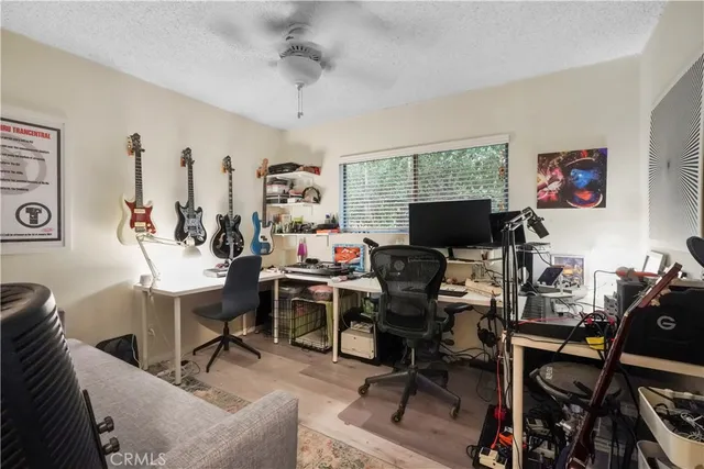 a view of a porch with seating space