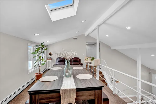 a view of a dining room and livingroom