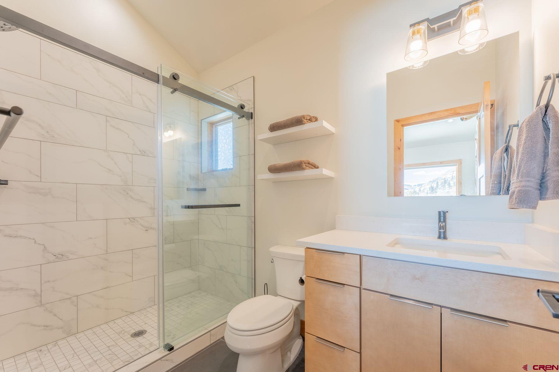 231 Elk Valley Road, Unit 2D Crested Butte, CO 81224 - Photo 20 of 35 a bathroom with a sink toilet and shower