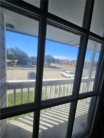 a view of a glass door