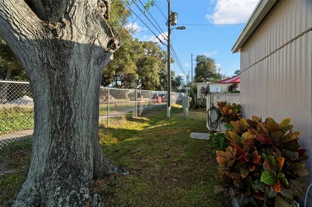 a view of a yard with a tree