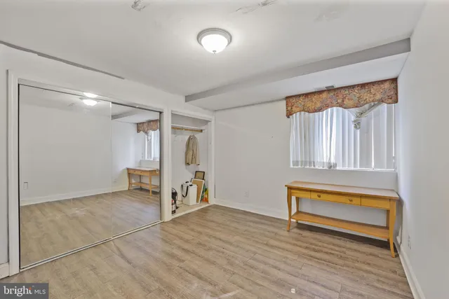a view of a dining hall with lots of furniture