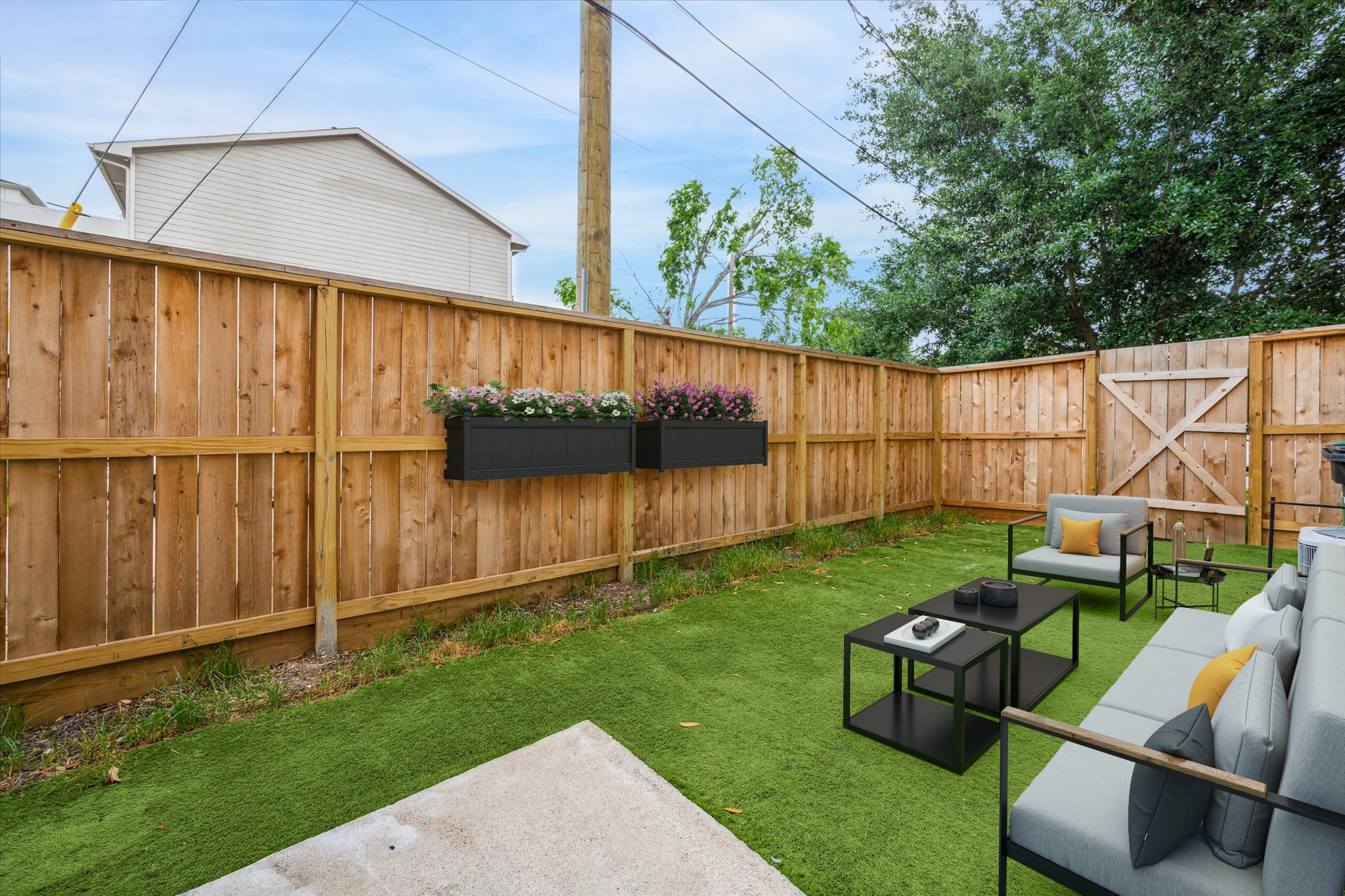 1505 Detering Street Houston, TX 77007 - Photo 8 of 27 a view of backyard with seating area and green space