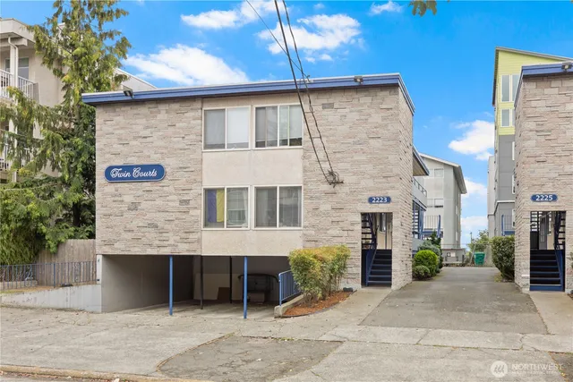 a view of a terrace with a city view