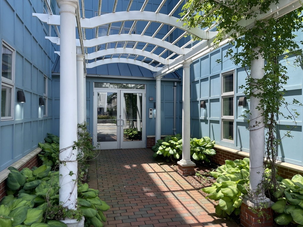 a view of a building with an outdoor space