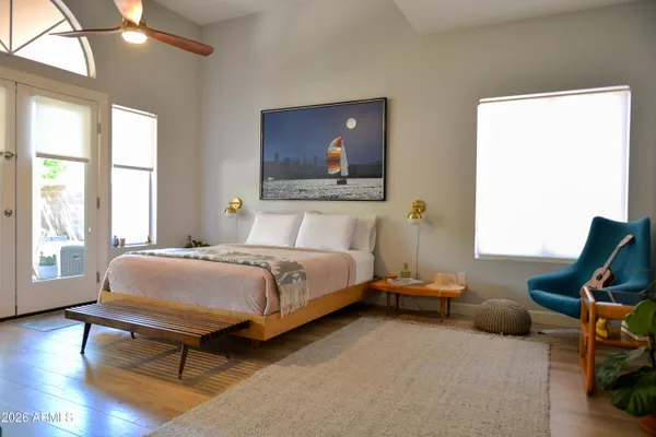 a view of balcony with furniture