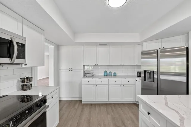 a view of a room with racks on the wall