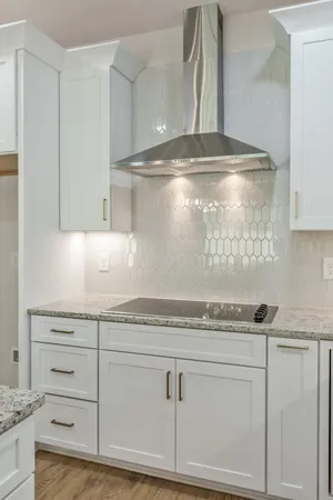 a close view of stove cabinets