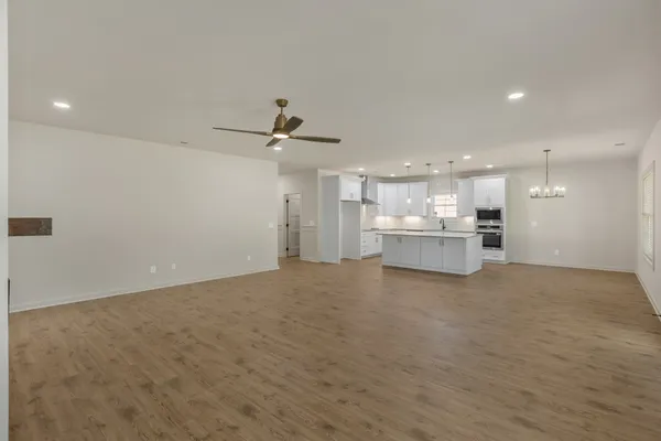 a living room with a fireplace