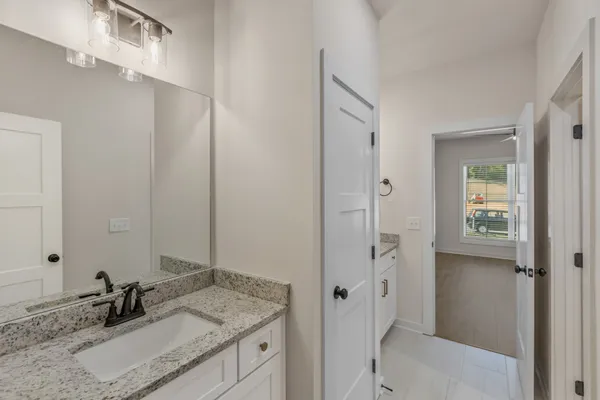 a bathroom with a bathtub