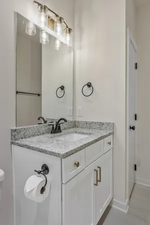 a bathroom with a bathtub