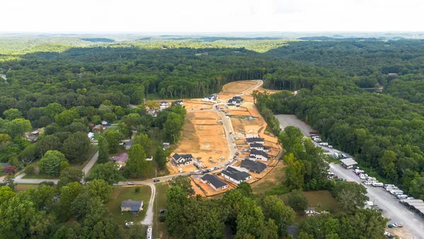 an aerial view of a house