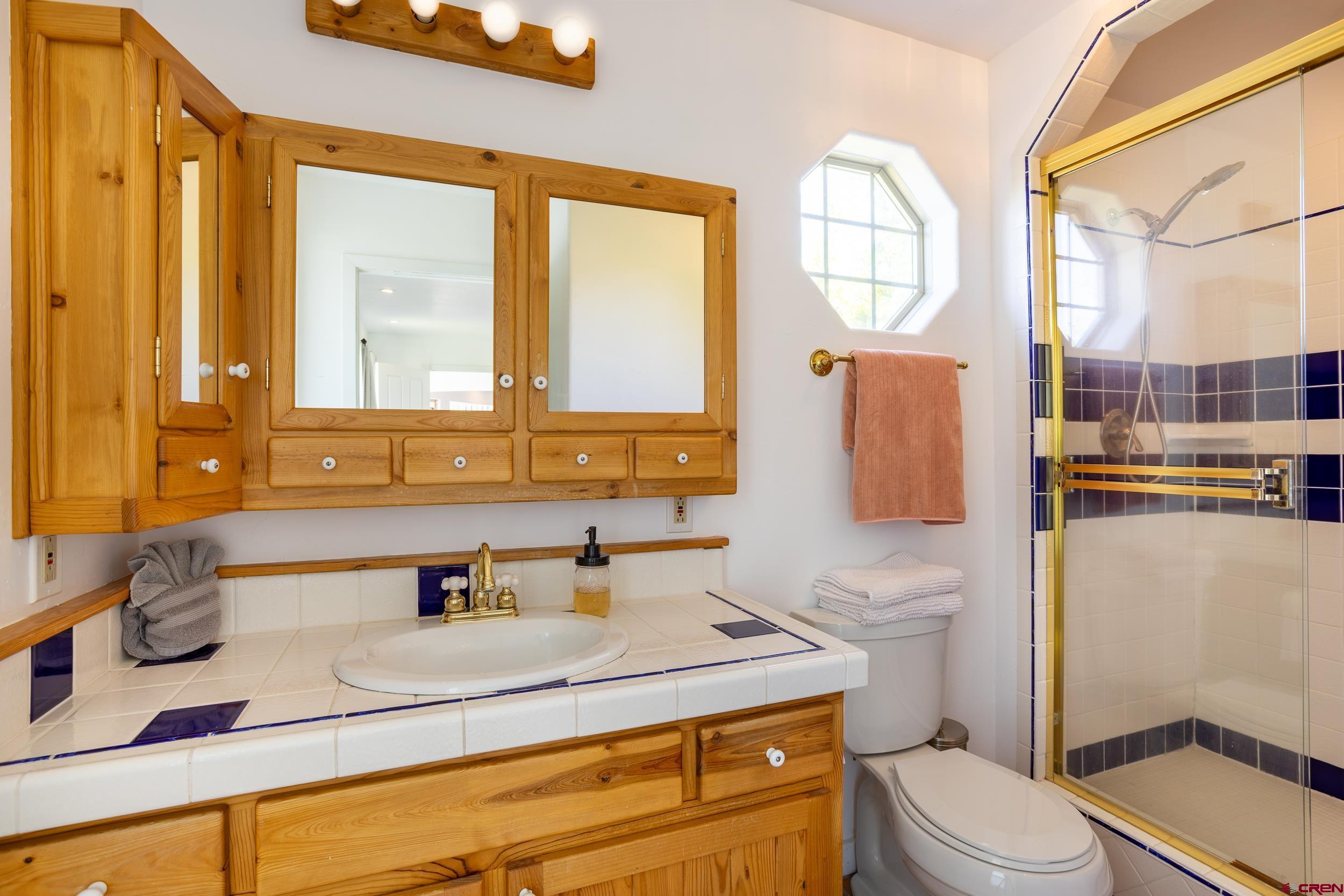 42224 Foothills Road Paonia, CO 81428 - Photo 21 of 40 a bathroom with a sink a toilet and a mirror