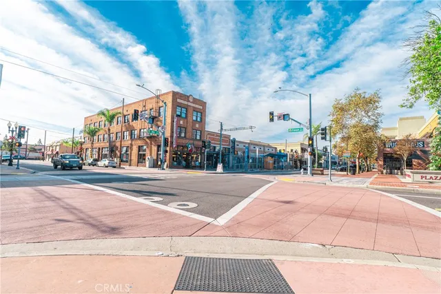 a front view of a building with street
