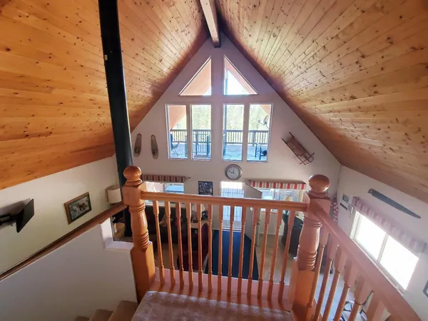 a view of wooden balcony