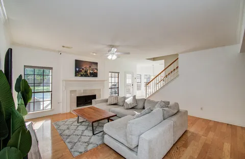 a view of a city with an outdoor space