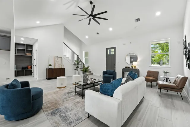 a living room with furniture