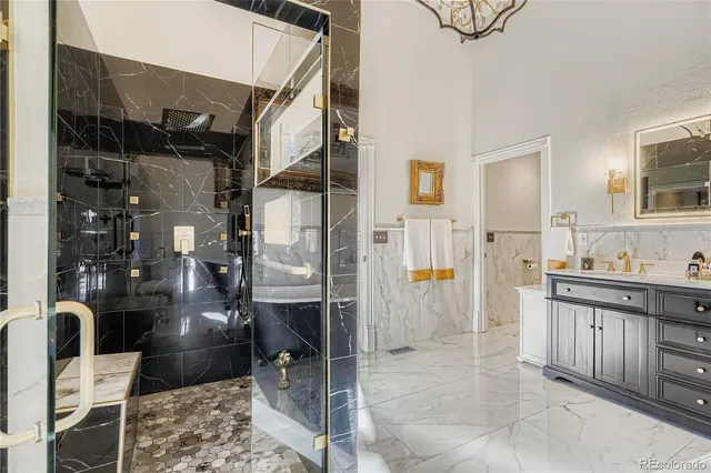 a spacious bathroom with a shower