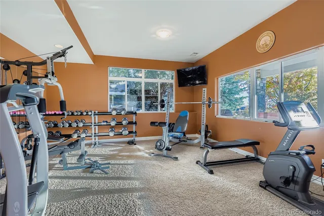 a view of a room with gym equipment