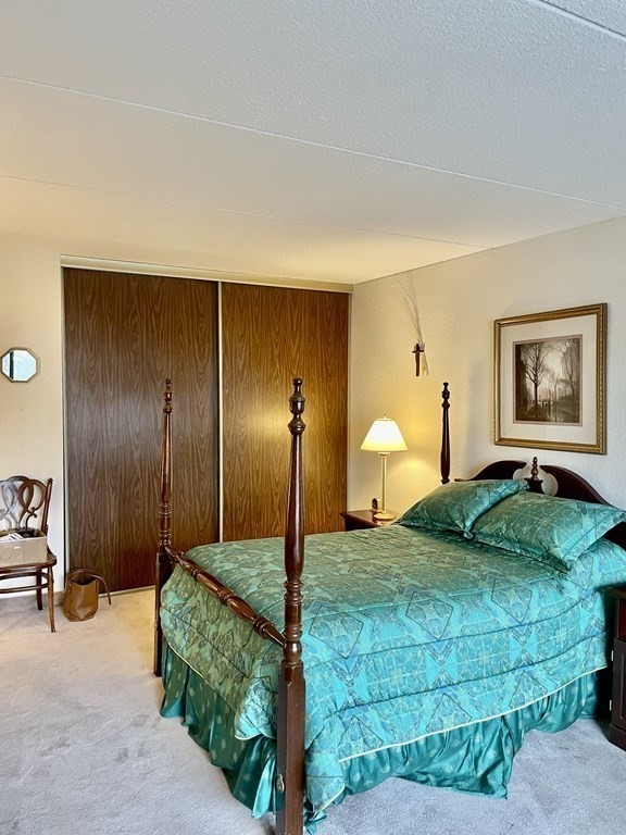 1550 Worcester Road, Unit 114 Framingham, MA 01702 - Photo 5 of 21 a bedroom with a bed and a chandelier
