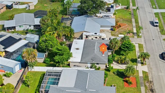 an aerial view of multiple house