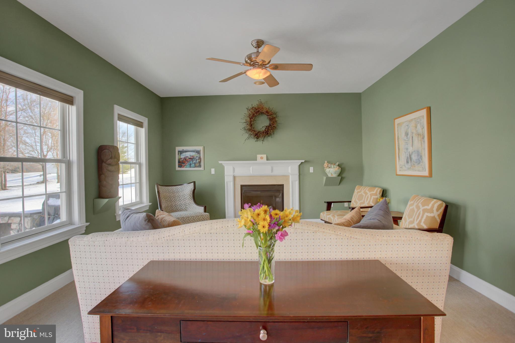 20 Netherby Lane Carlisle, PA 17015 - Photo 30 of 81 a living room with furniture a fireplace and a chandelier