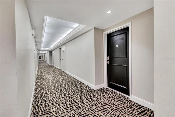 a view of a building with a garden