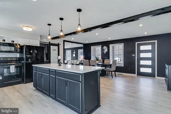 a kitchen with lots of counter top space