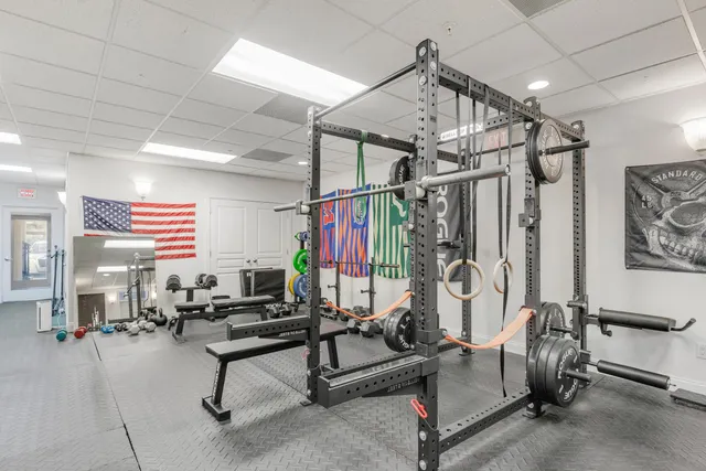 a view of a room with gym equipment