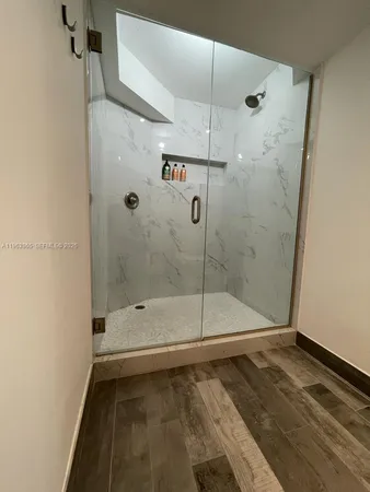 a bathroom with a shower