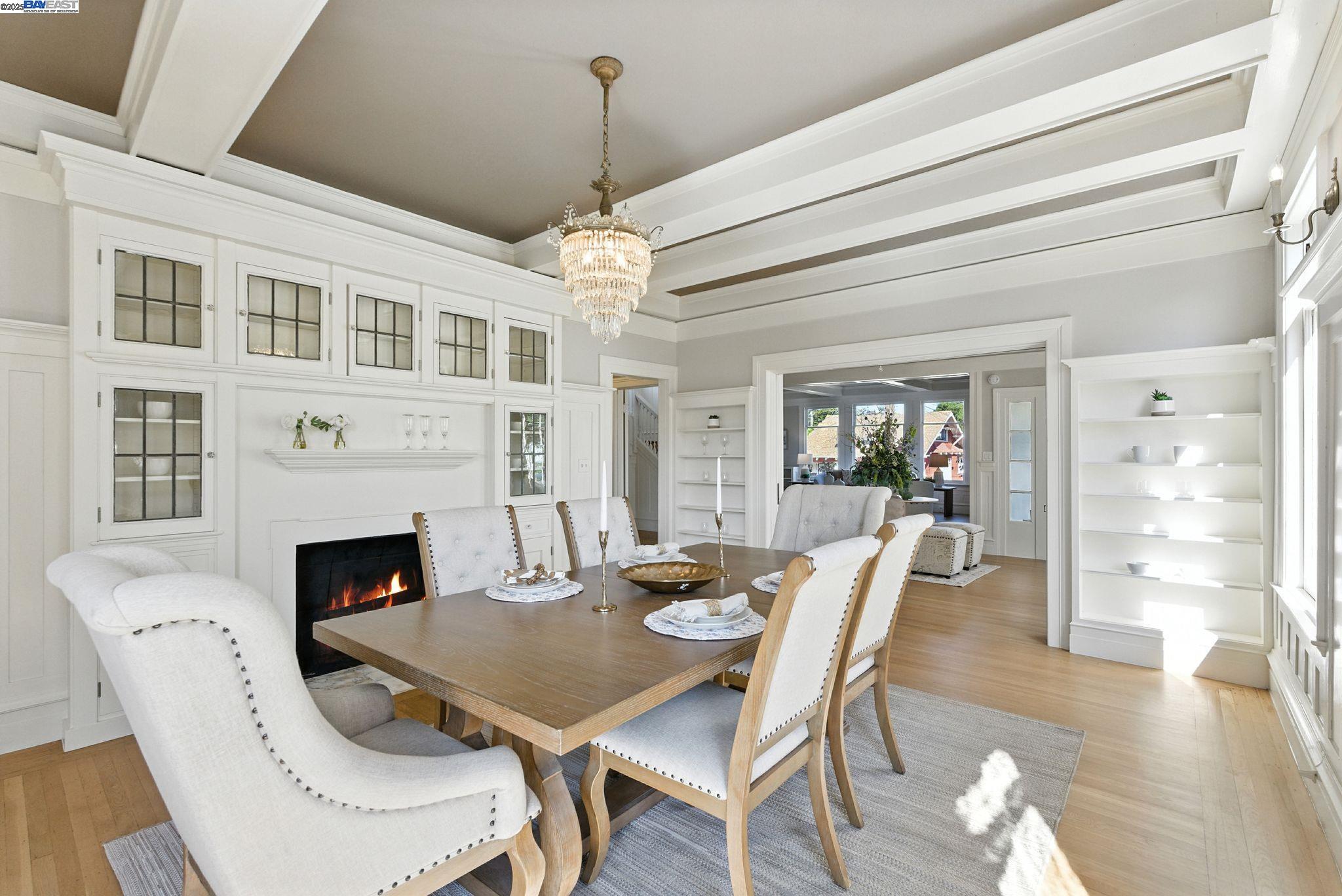 1247 Sherman Street Alameda, CA 94501 - Photo 48 of 50 a view of a dining room with furniture wooden floor and chandelier