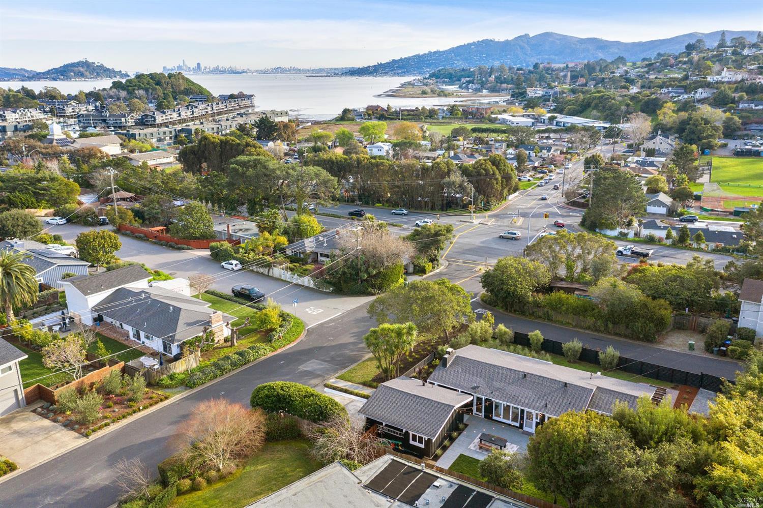 9 Bay Vista Drive Mill Valley, CA 94941 - Photo 29 of 34 an aerial view of residential houses with outdoor space and river
