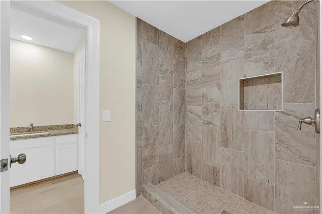 a bathroom with a shower