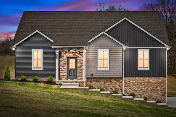 a front view of a house with a yard