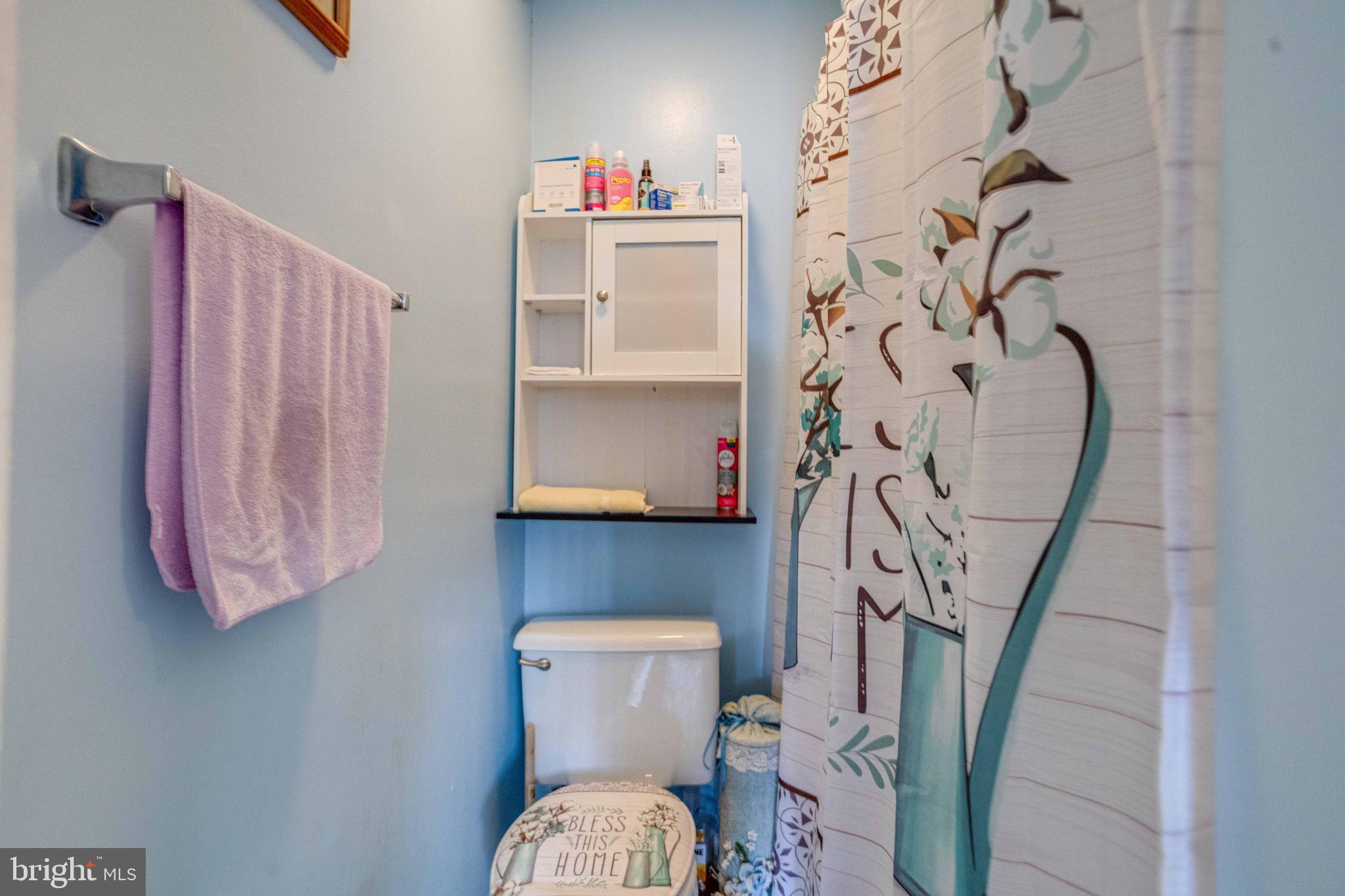 900 Renfrew Street Baltimore, MD 21221 - Photo 27 of 40 a bathroom with a toilet and a shower curtain