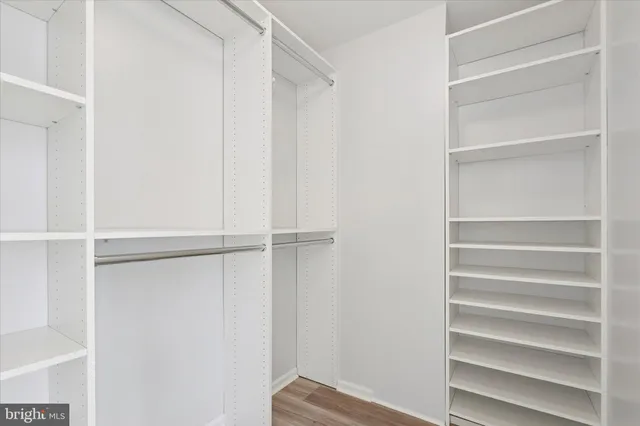 a view of an empty walk in closet