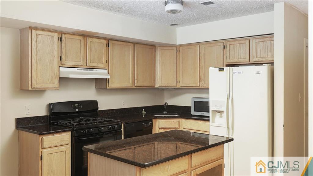 169 Nebula Road Piscataway, NJ 08854 - Photo 18 of 31 a kitchen with granite countertop a refrigerator a sink and white cabinets
