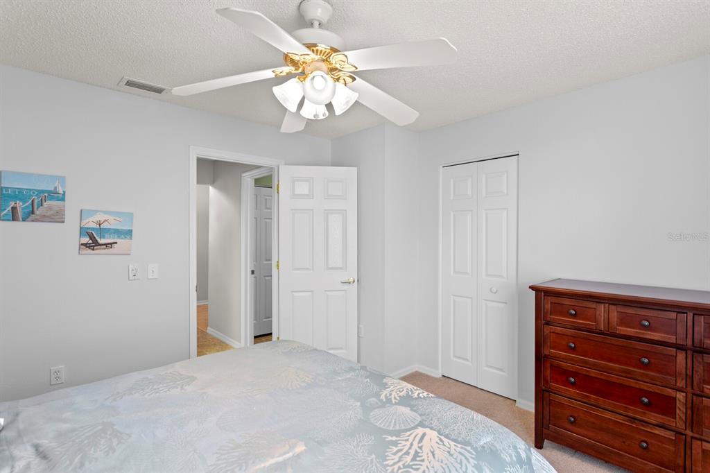 11751 Aintree Court Trinity, FL 34655 - Photo 28 of 45 a bedroom with a bed and a chandelier