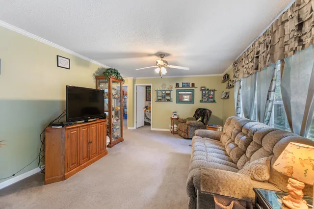 a bathroom with a sink vanity and mirror